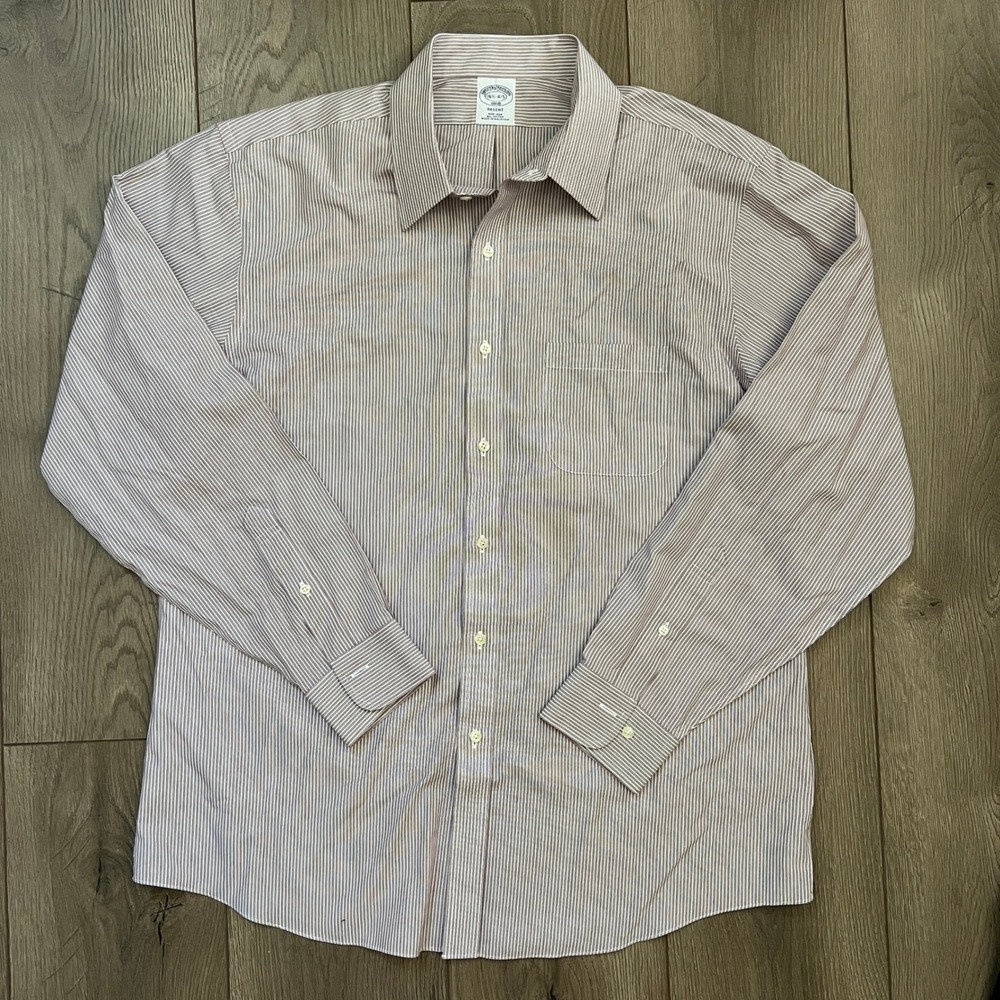 Brooks Brothers Regent Fit Button Down Long Sleeve Shirt Mens 16 1/2 -4/5 Stripe